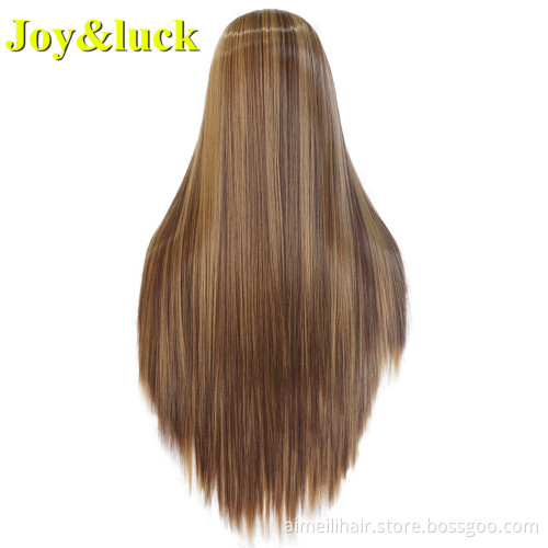 Black Front Lace Wig Party Cosplay With Adjustable Band Middle Part Wholesale Long Straight Wig Lace Front Synthetic Hair Wigs